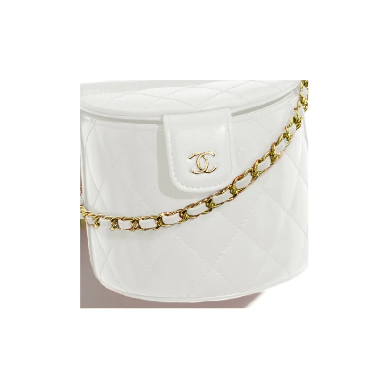 CHANEL Sheepskin Bucket Bag, Picnic Bag, Handbag, Shoulder Bag, Crossbody Bag Women's White-2