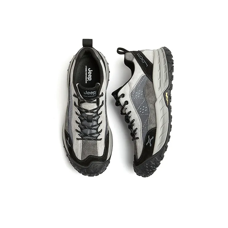 Jeep Cushioning Grip Abrasion Resistant Slip Resistant Low Top Outdoor Shoes Men's Gray-3