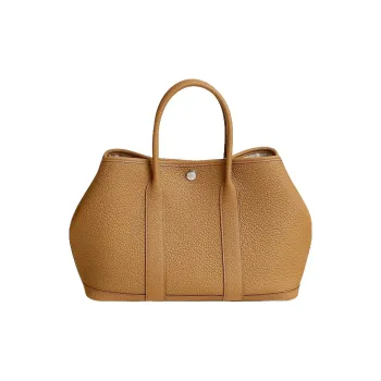 HERMES Garden Party Negonda Calfskin Garden Handbag Unisex 4B Biscuit Cookie