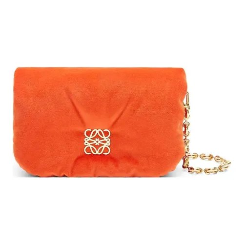 LOEWE Velvet Fabric Crossbody Bag Shoulder Bag Mini Women's Orange