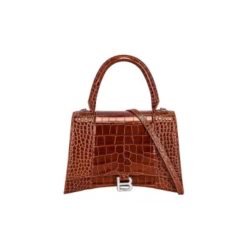 Balenciaga Hourglass Leather Hourglass Bag Shoulder Bag Crossbody Bag Handbag Medium Size Women's Dark Brown