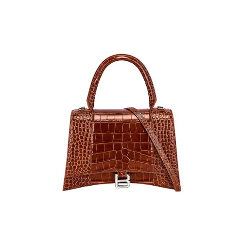 Balenciaga Hourglass Leather Hourglass Bag Shoulder Bag Crossbody Bag Handbag Medium Size Women's Dark Brown