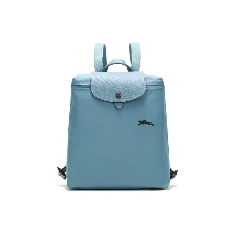 LONGCHAMP Le Pliage Cow Leather Canvas Backpack Handbag Women's Lake Blue Norwegian Color-0