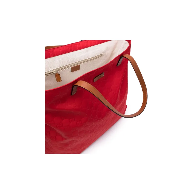GUCCI Leather Tote Bag Shopping Bag Handbag Large Size Women's Red-2