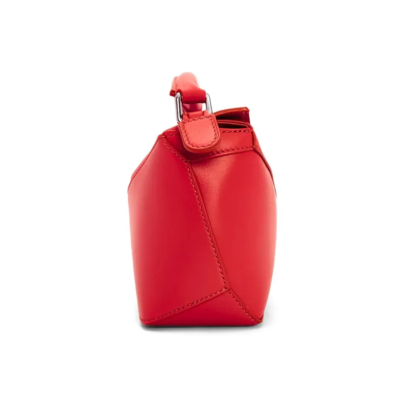 LOEWE Satin Cow Leather Shoulder Bag Crossbody Bag Handbag Mini Women's Red-3