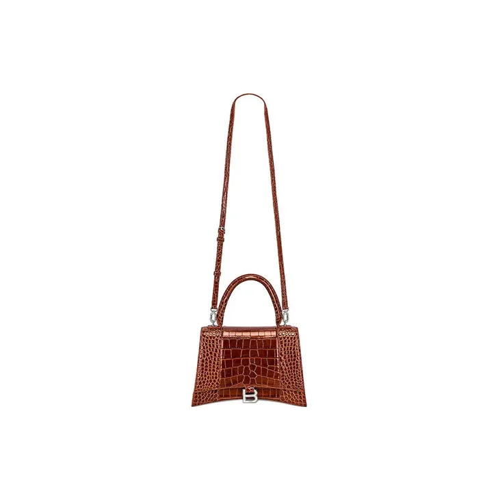 Balenciaga Hourglass Leather Hourglass Bag Shoulder Bag Crossbody Bag Handbag Medium Size Women's Dark Brown-4