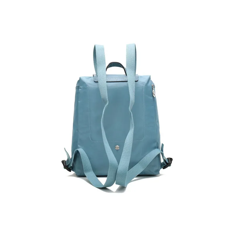 LONGCHAMP Le Pliage Cow Leather Canvas Backpack Handbag Women's Lake Blue Norwegian Color-3
