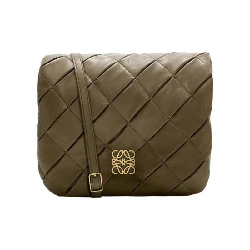 LOEWE Goya Nappa Sheep Leather Shoulder Bag Crossbody Bag Women's Dark Khaki Green-1