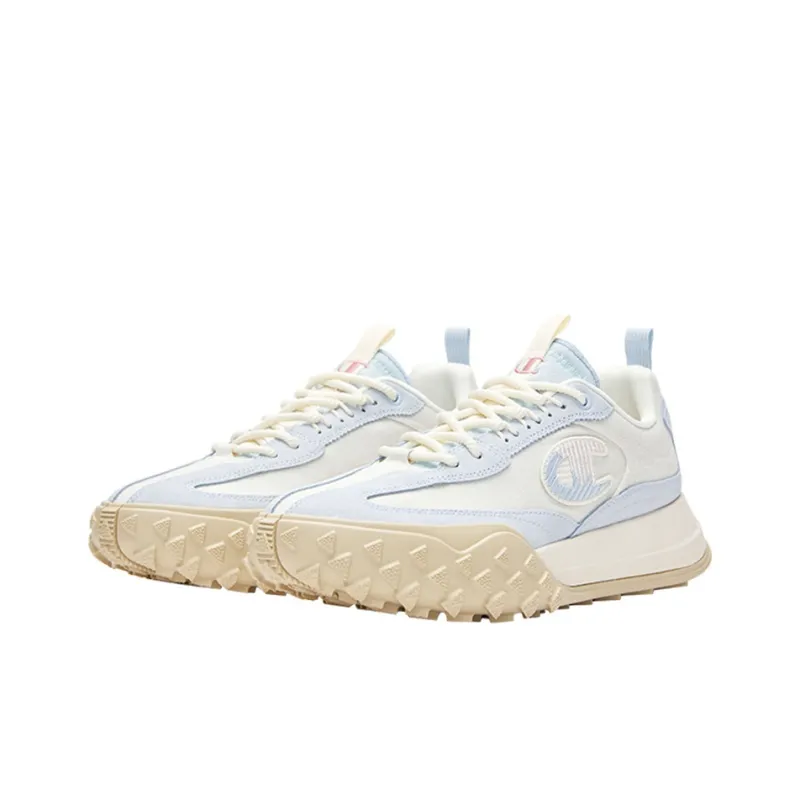Champion Anti Slip Wear Resistant Low Top Running Shoes Women's White Ballet Blue-2