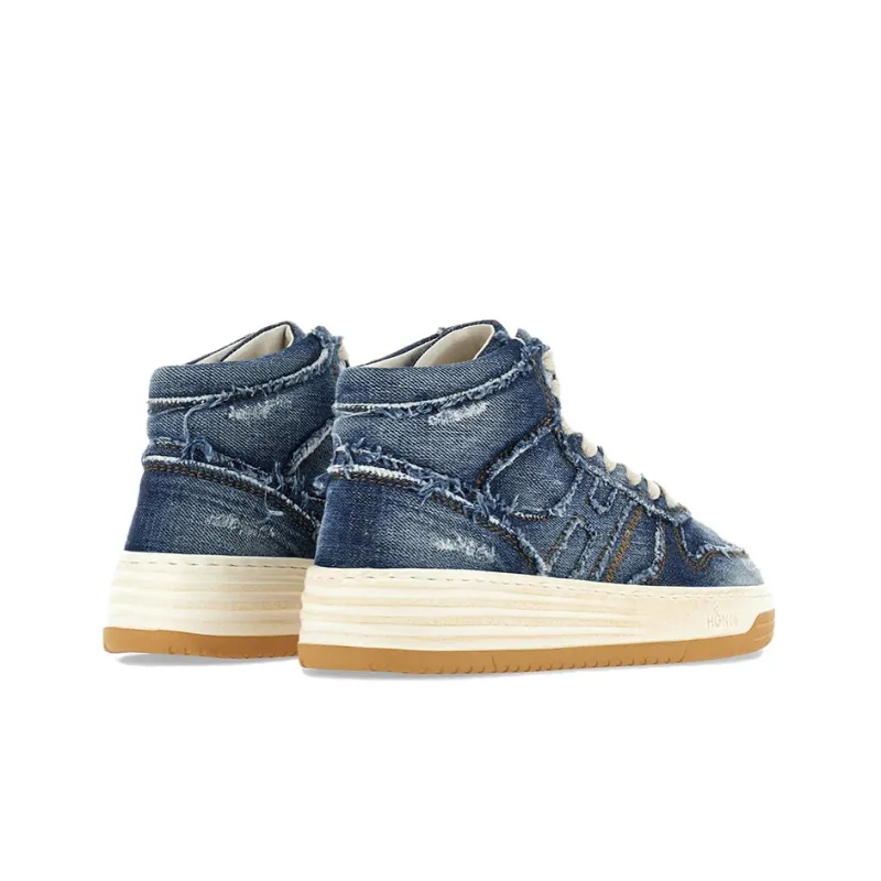 HOGAN Contrast Stitch High Top Distressed Sneakers Women's-3