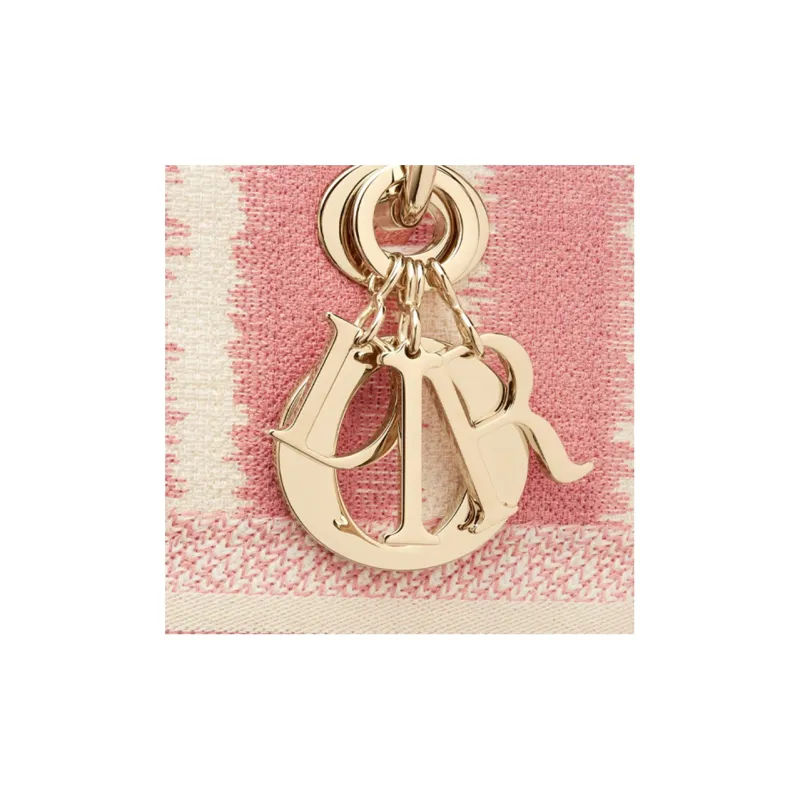 DIOR Lady Dior Embroidery Lady Dior Bag, One Shoulder Handbag Medium Size Women's Pink-5