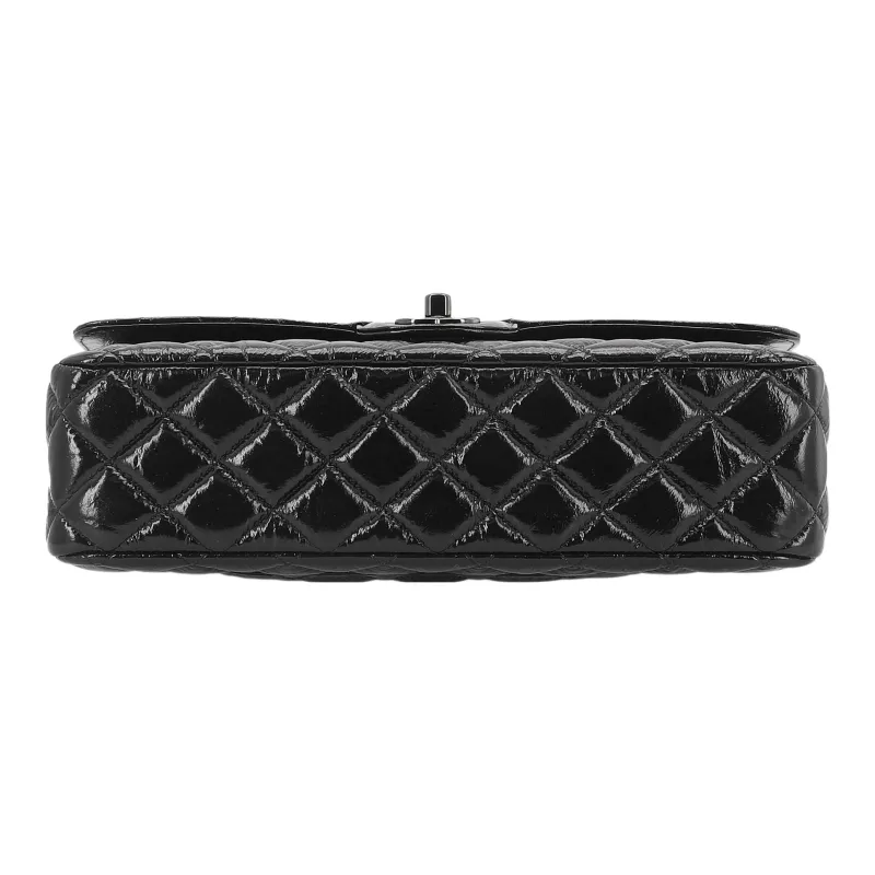 CHANEL Classic Flap CF Jelly Leather, Patent Leather Crossbody Handbag Medium Size Women's Black-3