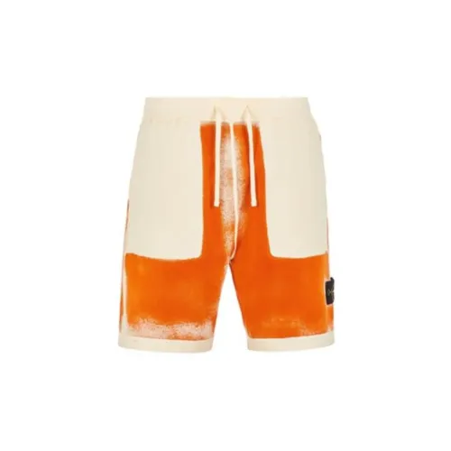 STONE ISLAND Hand Sprayed Casual Shorts Men Caramel Tea Brown