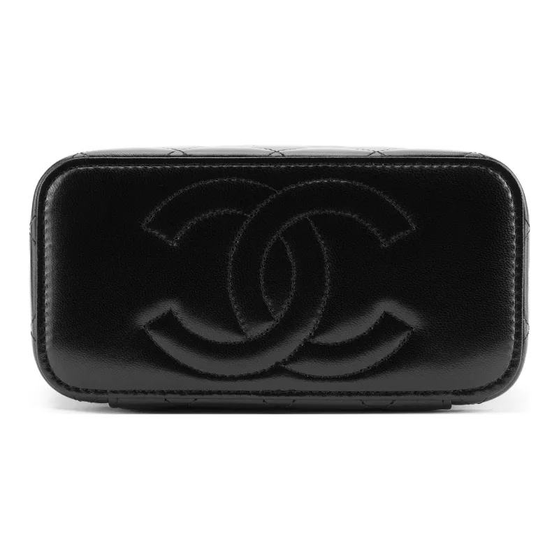 CHANEL Patent Leather Glossy Leather Box Bag, Makeup Bag, Storage Bag, Shoulder Bag, Crossbody Bag Women's Black-4