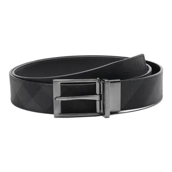 Burberry Fabric Leather Belts Men's Black/Charcoal Gray Width 3.5cm