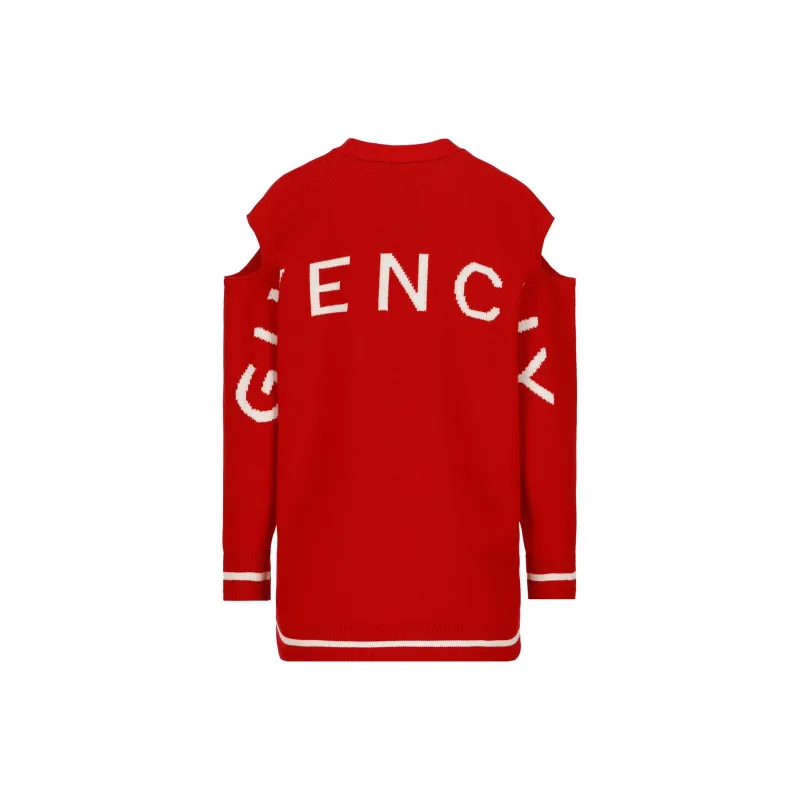 Givenchy Cut Out Shoulders Cardigan 'Red/White'-1