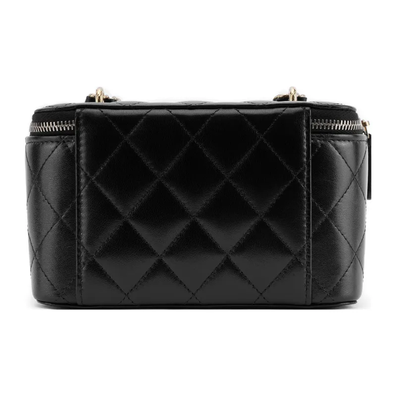 CHANEL Patent Leather Glossy Leather Box Bag, Makeup Bag, Storage Bag, Shoulder Bag, Crossbody Bag Women's Black-3