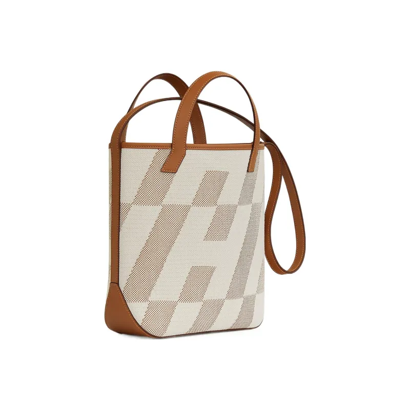 HERMES Cabas Fabric With Cow Leather One Shoulder Handbags Women's Ecru-Naturel/Gold Light Brown/Earth Yellow/Brown-1