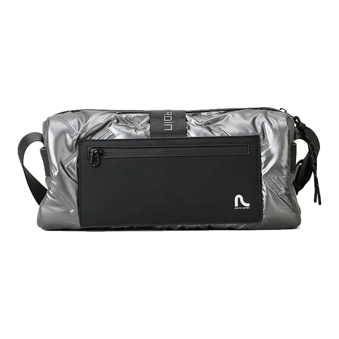 PIERRE CARDIN Fabric Toast Bag, Messenger Bag, Crossbody Bag Men's Silver Gray/Green/Purple-2