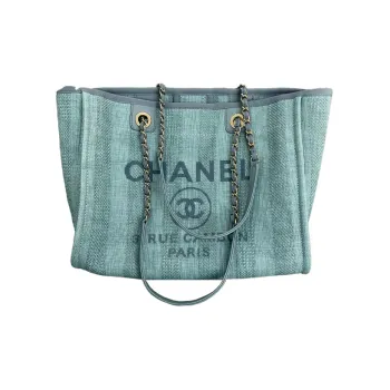CHANEL Fabric Beach Bag Tote Bag Shopping Bag Shoulder Bag Crossbody Bag Handbag Women's Mint Green