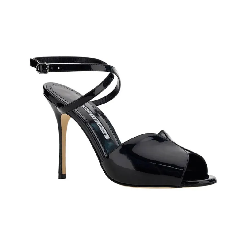 MANOLO BLAHNIK One Strap Sandals Women's Black-2