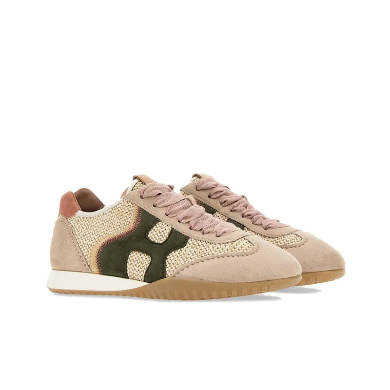 HOGAN Olympia Cushioning Low-Top Sports Casual Shoes Women's Beige Pink-1