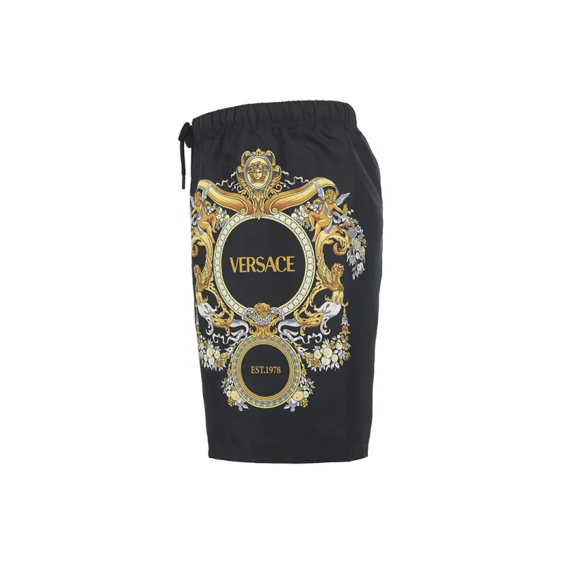 Versace Logo Printed Drawstring Swim Shorts-2