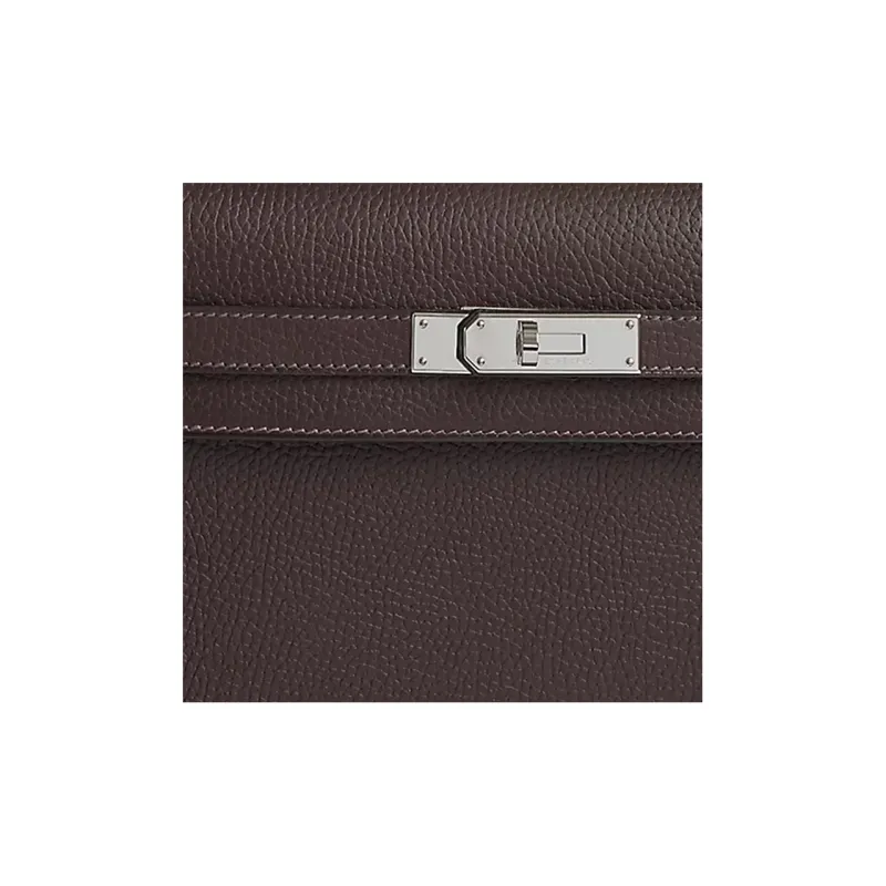 HERMES Kelly Depeches Leather Clutch Men's 46 Ebony Wood Color-3