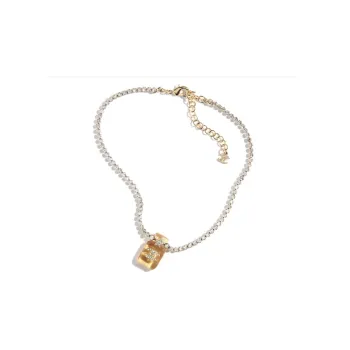 CHANEL Necklaces Women's Orange/Gold