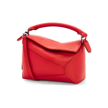 LOEWE Satin Cow Leather Shoulder Bag Crossbody Bag Handbag Mini Women's Red