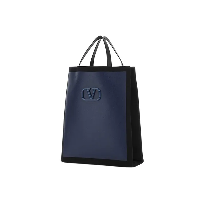 Valentino Canvas With Leather Shoulder Bag, Crossbody Bag, Handbag Men's Black & Blue-1