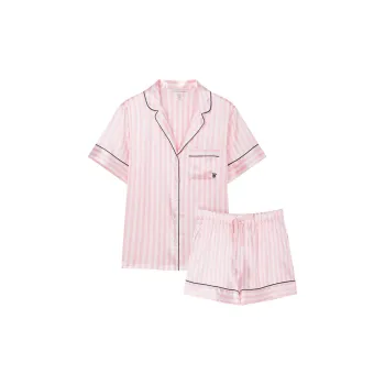 Victoria's Secret Satin Short Pajama Set Pajama Set Women's Pink Stripes