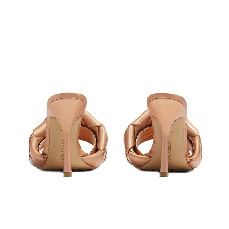 Bottega Veneta Lido Slide Slippers Women's Gold-4
