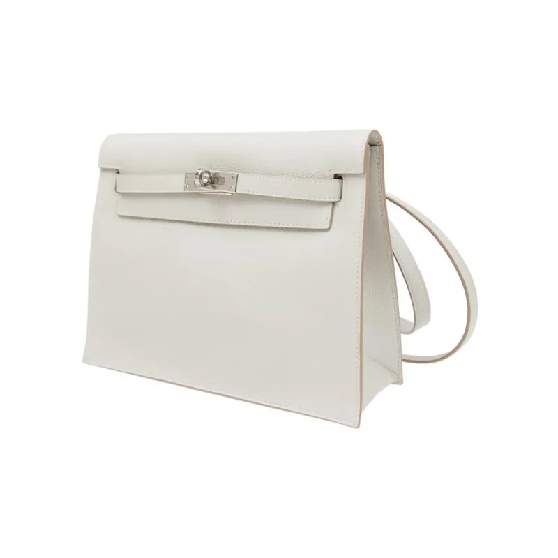 HERMES Kelly Danse Swift Leather Handheld Shoulder Bag Crossbody Bag Handbag Women's 01 Blanc Pure White-1