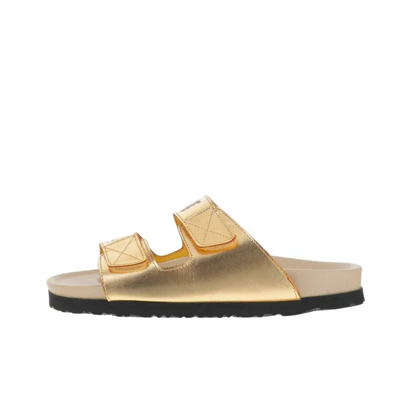 PALM ANGELS Logo print Leather Slides Women's-0