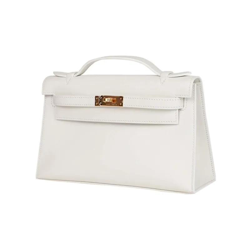 HERMES Mini Kelly Generation 1 Swift Leather Kelly Bag Handbags Regular Women's 01 Blanc Pure White-1