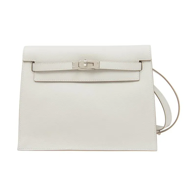 HERMES Kelly Danse Swift Leather Handheld Shoulder Bag Crossbody Bag Handbag Women's 01 Blanc Pure White-0