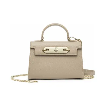 ELLE Cow Leather Kelly Bag Small Square Handbag Medium Size Women's Multicolor