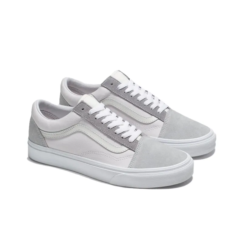 Vans Old Skool Color Block Anti-Slip Wear-Resistant Low-Top Skateboard Shoes Unisex White Gray-1
