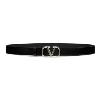 Valentino Lightweight And Comfortable Leather Belts Men's Black 3cm