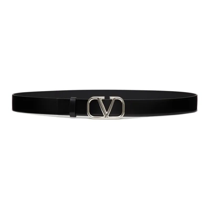 Valentino Lightweight And Comfortable Leather Belts Men's Black 3cm-0