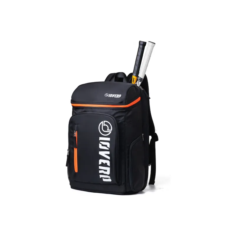 LOVERPUSS Polyamide Badminton Backpack With Racket Storage Large Size Unisex Aqua Blue/Black Orange-7