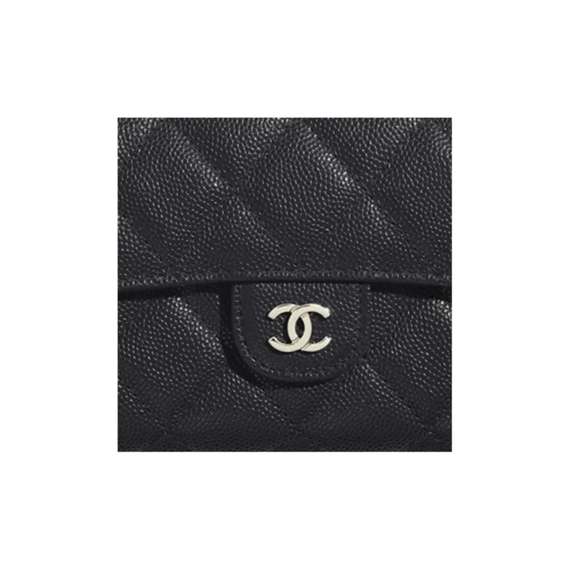 CHANEL Classic Flap CF Caviar Calfskin Coin Purse Wallet Women's Black-4