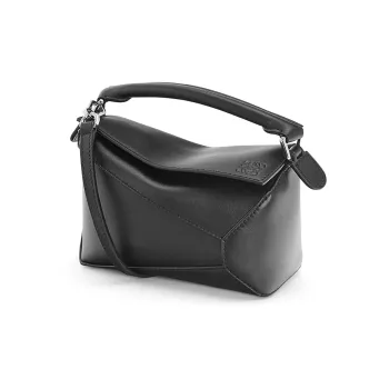 LOEWE Satin Cow Leather Shoulder Bag Crossbody Bag Handbag Mini Women's Black