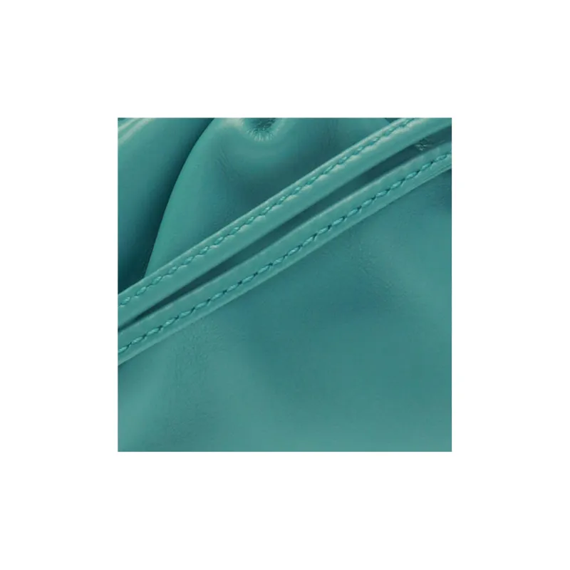 Bottega Veneta POUCH Cloud Bag Calfskin Coin Purse, Clutch Handbag Women's Aqua Green-3