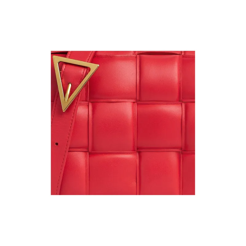Bottega Veneta Padded Intreccio Cassette Crossbody Red-4