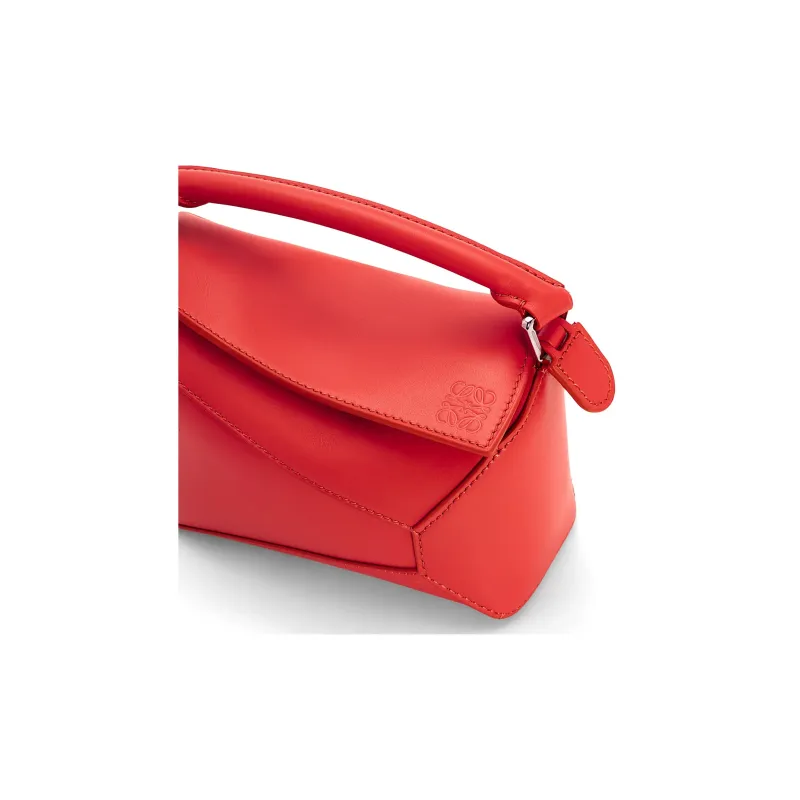 LOEWE Satin Cow Leather Shoulder Bag Crossbody Bag Handbag Mini Women's Red-5