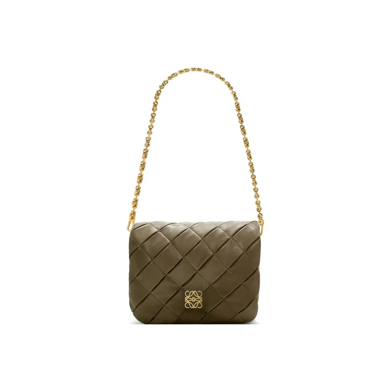 LOEWE Goya Nappa Sheep Leather Shoulder Bag Crossbody Bag Women's Dark Khaki Green-2