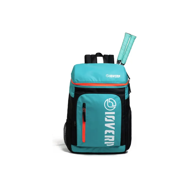 LOVERPUSS Polyamide Badminton Backpack With Racket Storage Large Size Unisex Aqua Blue/Black Orange-3