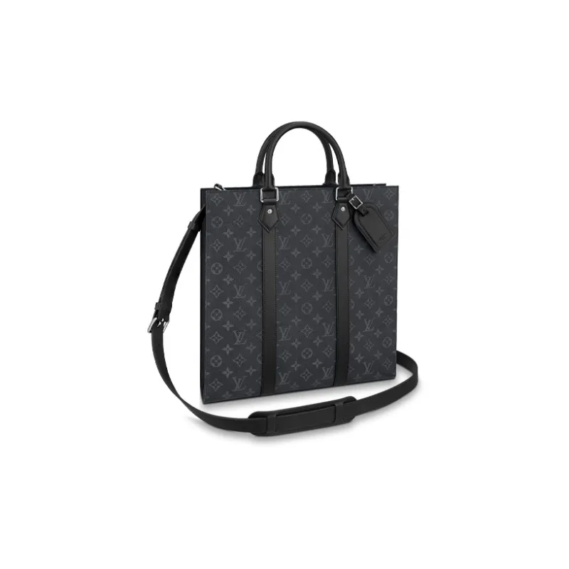 LOUIS VUITTON Sac Plat Coated Canvas Shoulder Bag Crossbody Bag Handbag Regular Men's Black-0